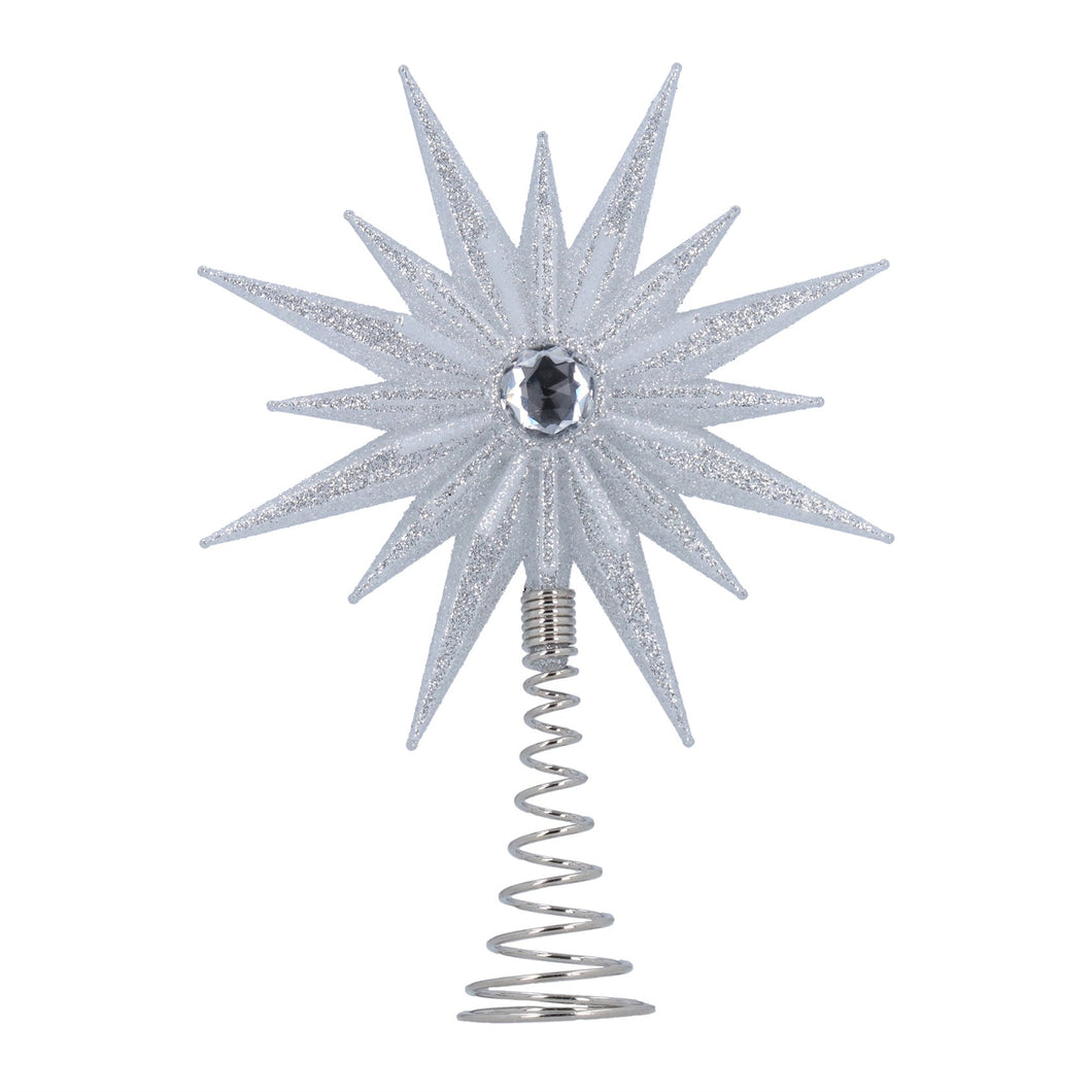 Silver Glitter Starburst Acrylic Tree Topper