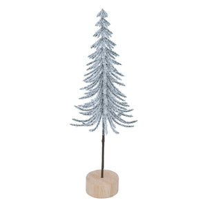 Frosted Slim Tree on Log Orn