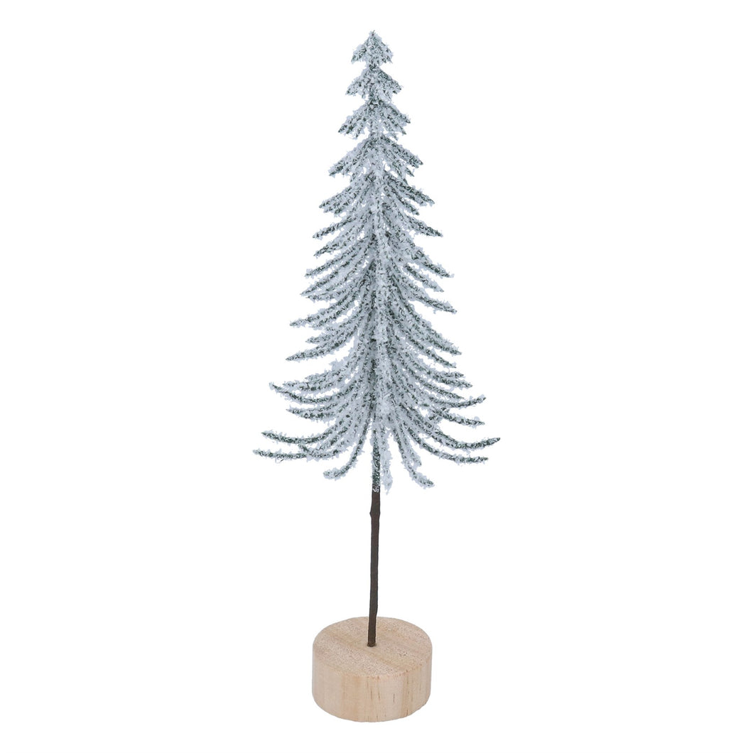 Frosted Slim Tree on Log Orn