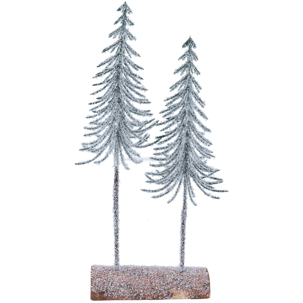 Frosted Slim Double Tree on Log Orn