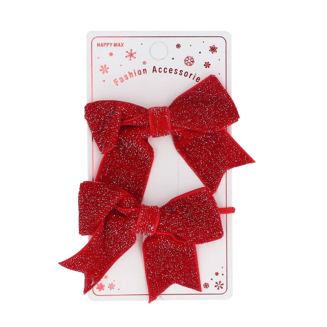 Red/Glitter Bow Hair Toggles Pack of 2