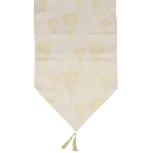 Fabric Table Runner with Gold Thread Tree Pattern