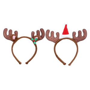 Fabric Glitter Antlers with Holly/Hat Hairband