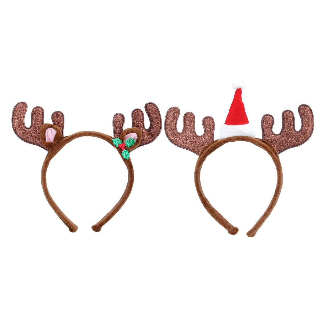 Fabric Glitter Antlers with Holly/Hat Hairband