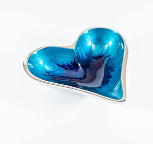 Brushed Aqua Heart Dish 10cm