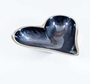 Brushed Black Heart Dish 10cm