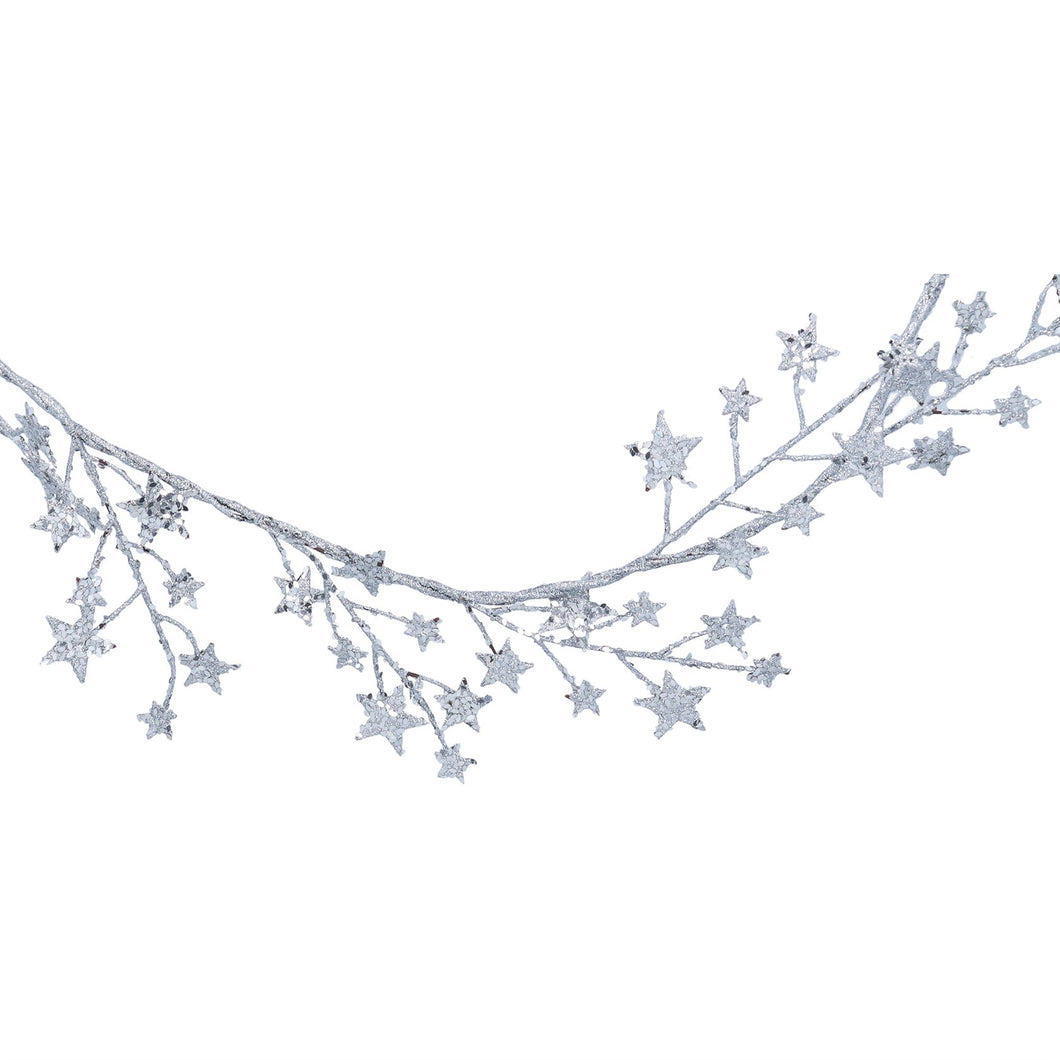 Silver Glitter Stars Garland