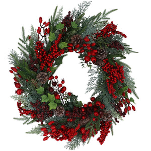 Red Berries, Rosehip & Foliage Wreath