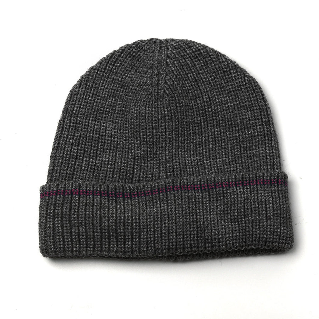 Grey/Ribbed Knitted Men's Hat