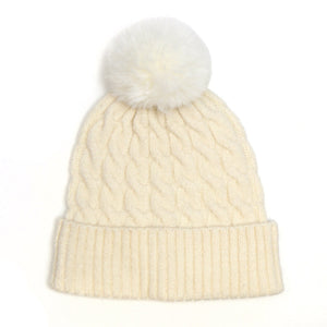 Cream Cable Knit Hat