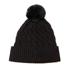 Black Cable Knit Hat