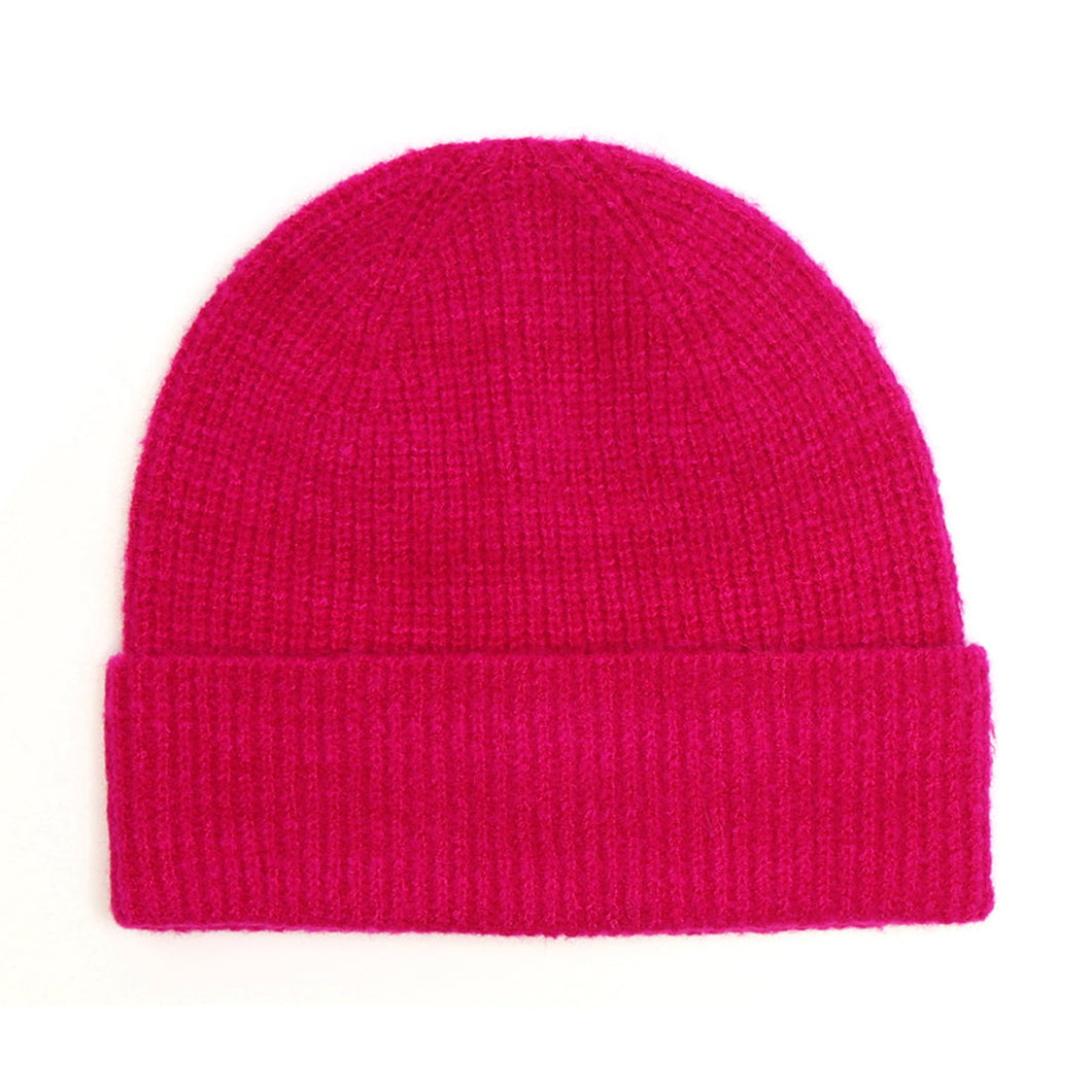 Fuchsia Ribbed Beanie Hat