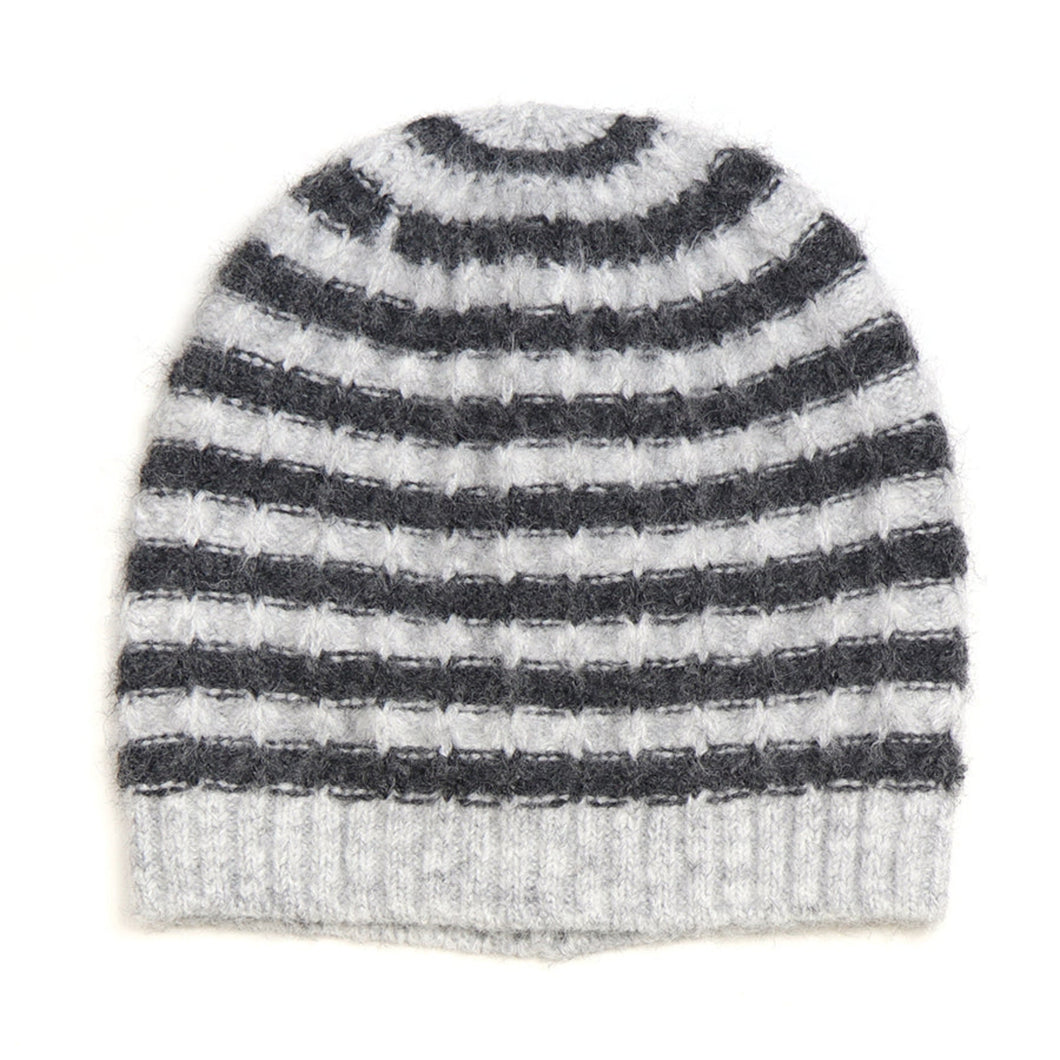 Dark/Light Grey Striped Knitted Hat
