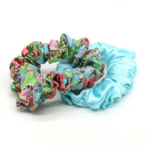2 Pack of Scrunchies Turquoise Paisley