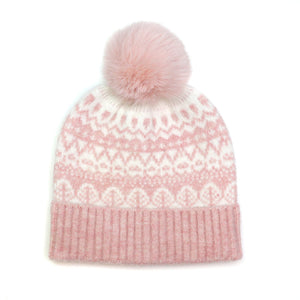 Pale Pink Fair Isle Hat