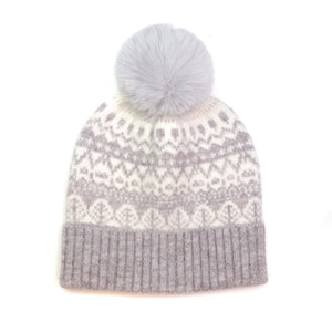 Pale Grey Fair Isle Hat