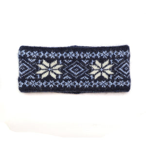 Navy Nordic Starflower Fleece Lined Headband