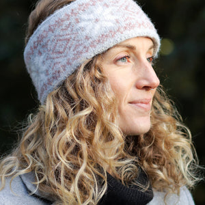 Grey Nordic Starflower Fleece Lined Headband