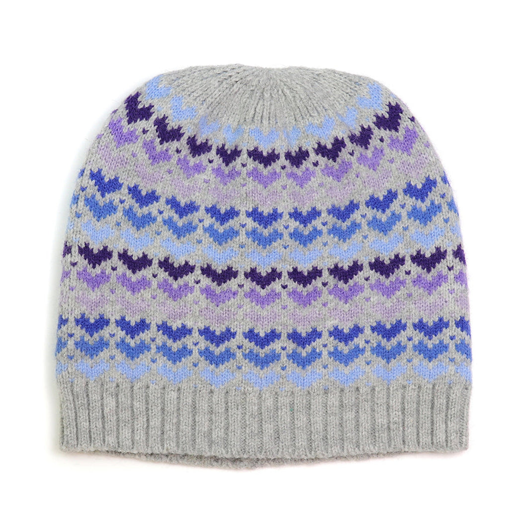 Blue Mix Hearts/Grey Beanie Hat