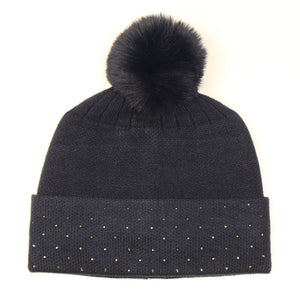 Black Studded Trim Hat