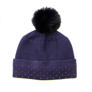 Navy Studded Trim Hat