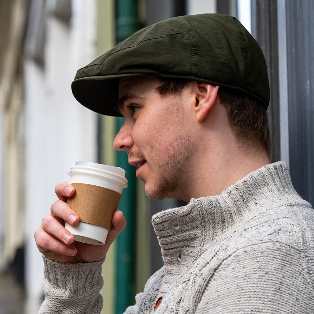 Khaki Shower Proof Flat Cap