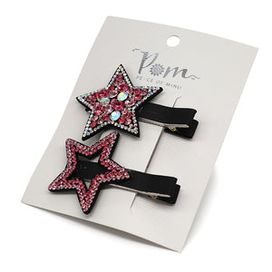 Rose Pink Crystal Embellished Stars 2PK