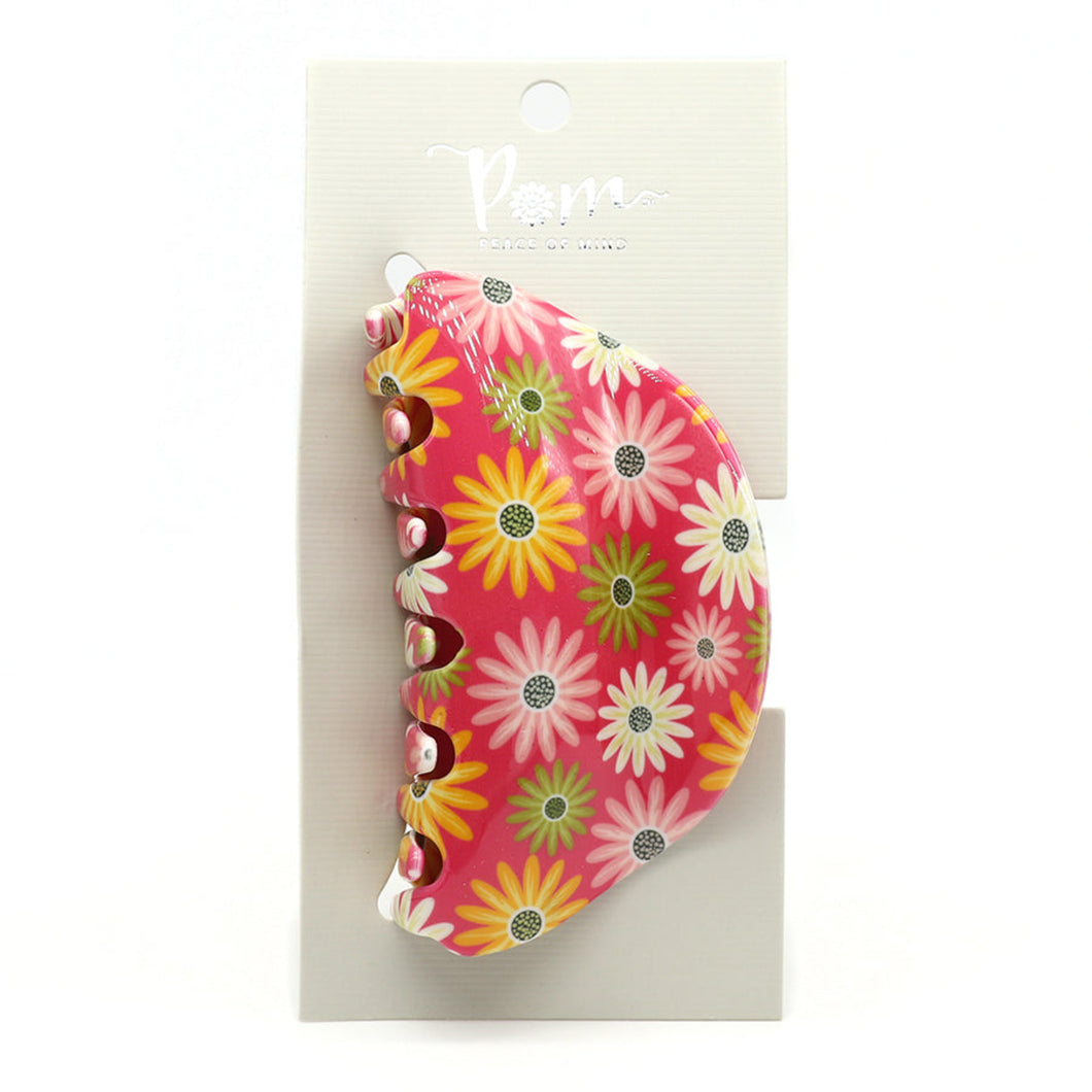 Pink and Yellow Floral Mix Claw Clip