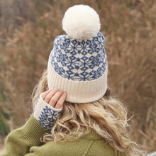 Load image into Gallery viewer, Blue/Cream Mix Scandi Star Flower Hat with Faux
