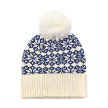 Load image into Gallery viewer, Blue/Cream Mix Scandi Star Flower Hat with Faux
