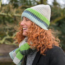 Load image into Gallery viewer, Denim/Grey/Green Mix Multi Stripe Rib Turn Up
