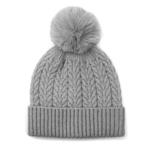 Load image into Gallery viewer, Grey Recycled Yarn Herringbone Cable Knit Hat
