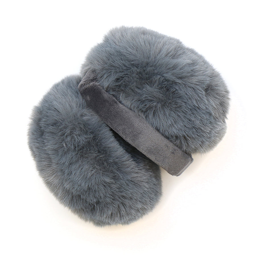 Dark Grey Faux Fur Folding Ear Muffs