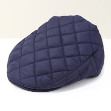 Load image into Gallery viewer, Men's Navy Quilted Shower Proof Flat Cap
