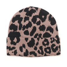 Load image into Gallery viewer, Taupe &amp; Black Animal Print Beanie
