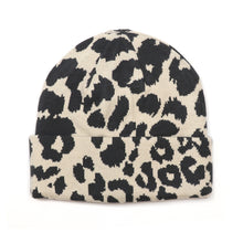 Load image into Gallery viewer, Oatmeal &amp; Black Animal Print Beanie
