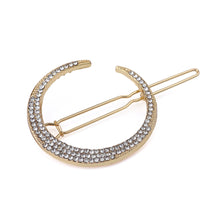Load image into Gallery viewer, Golden Crystal Crescent Moon Hair Clip
