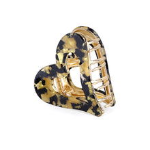 Load image into Gallery viewer, Tortoiseshell &amp; Gold Heart Claw Clip
