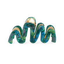 Load image into Gallery viewer, Teal &amp; Gold Wave Claw Clip
