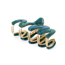 Load image into Gallery viewer, Teal &amp; Gold Wave Claw Clip
