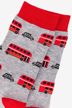 Load image into Gallery viewer, Men&#39;s Bamboo Socks Red Bus &amp; Black Cab
