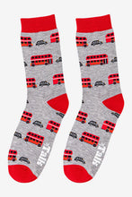 Load image into Gallery viewer, Men&#39;s Bamboo Socks Red Bus &amp; Black Cab
