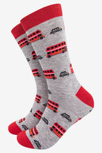 Load image into Gallery viewer, Men&#39;s Bamboo Socks Red Bus &amp; Black Cab
