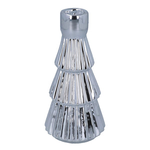 Silver Ceramic Christmas Tree Candlestick