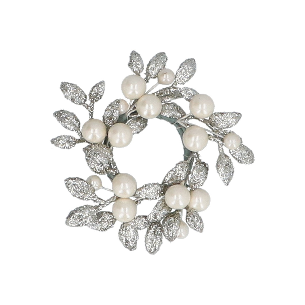 Champagne Glitter & Pearl Candle Ring Sml