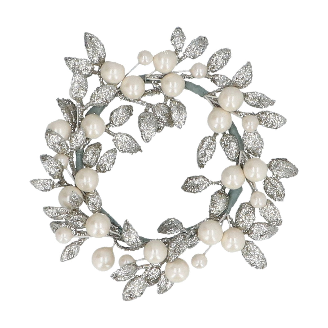 Champagne Glitter & Pearl Candle Ring Lrg