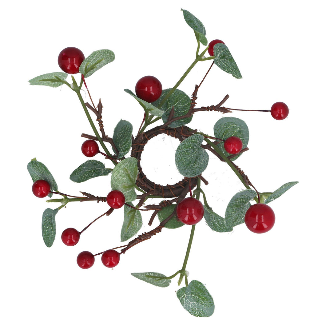 Eucalyptus/Red Berry Candle Ring Sml