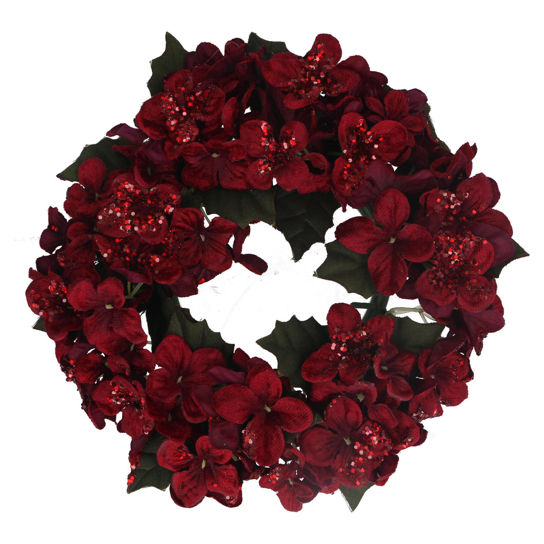 Burgundy Hydrangea Candle Ring Large