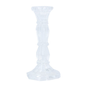 Clear Glass Moulded Candlestick Med