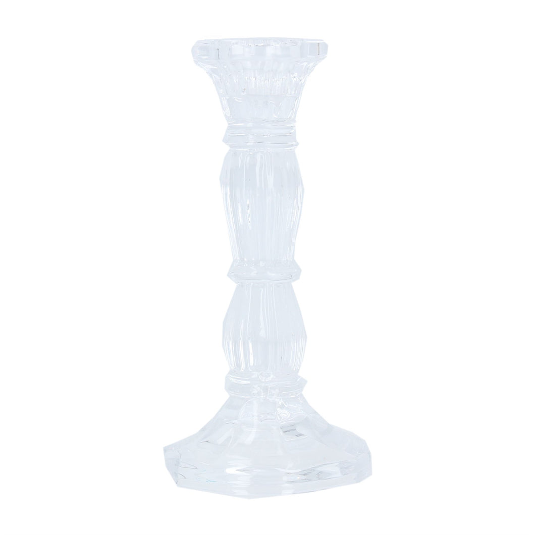Clear Glass Moulded Candlestick Med